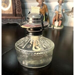 Vintage Clear Glass Oil Lamp Base Hurricane Lamplight Wick Lamp Base Only
